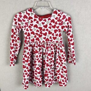 Tommy Bahama Girls Heart Dress Size 7 Red Gold Valentine Long Sleeve